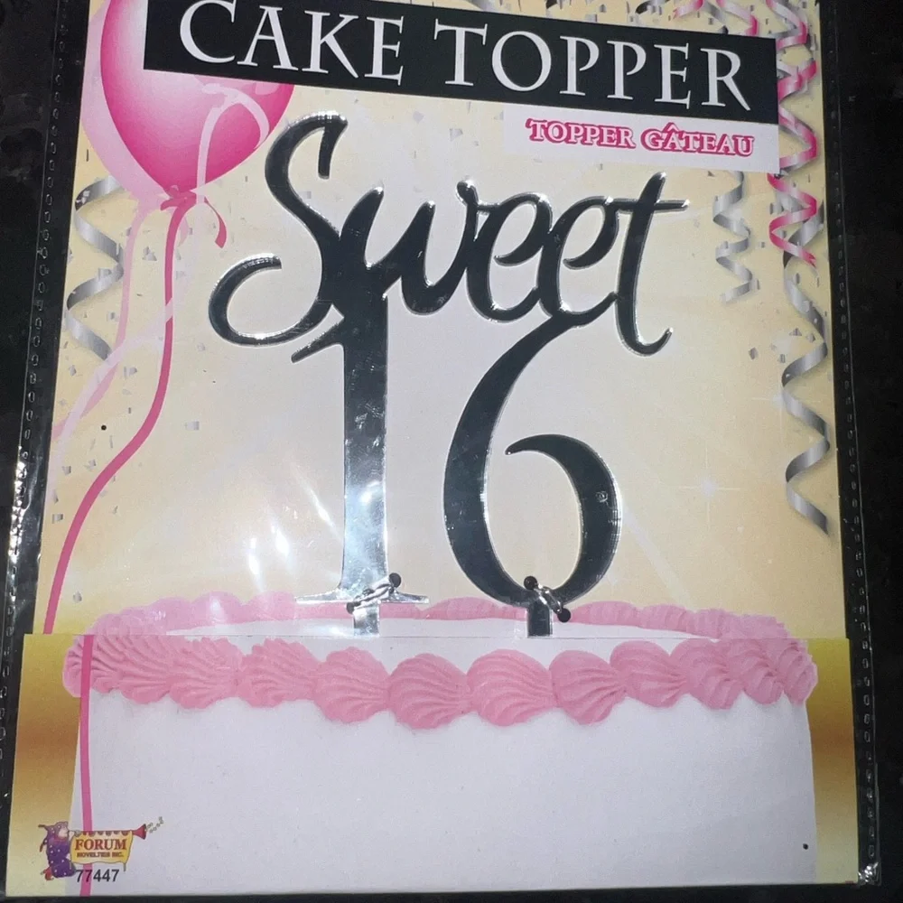 (2) Amscan Sweet 16 Cake Topper - Silver NWT